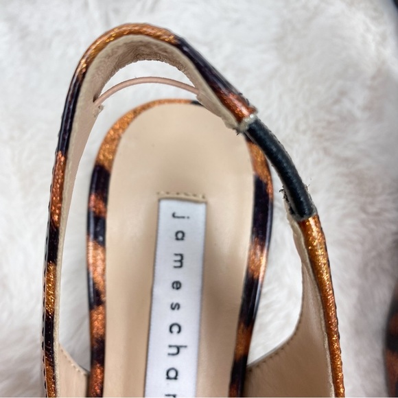 James Chan Animal Print Pointed Toe Leather Slingback Flats 6 NWOB - Picture 8 of 9